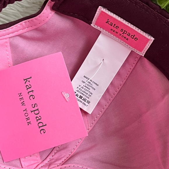 Kate spade burgundy baseball cap with elastic back nwt retail $68 - Picture 5 of 7
